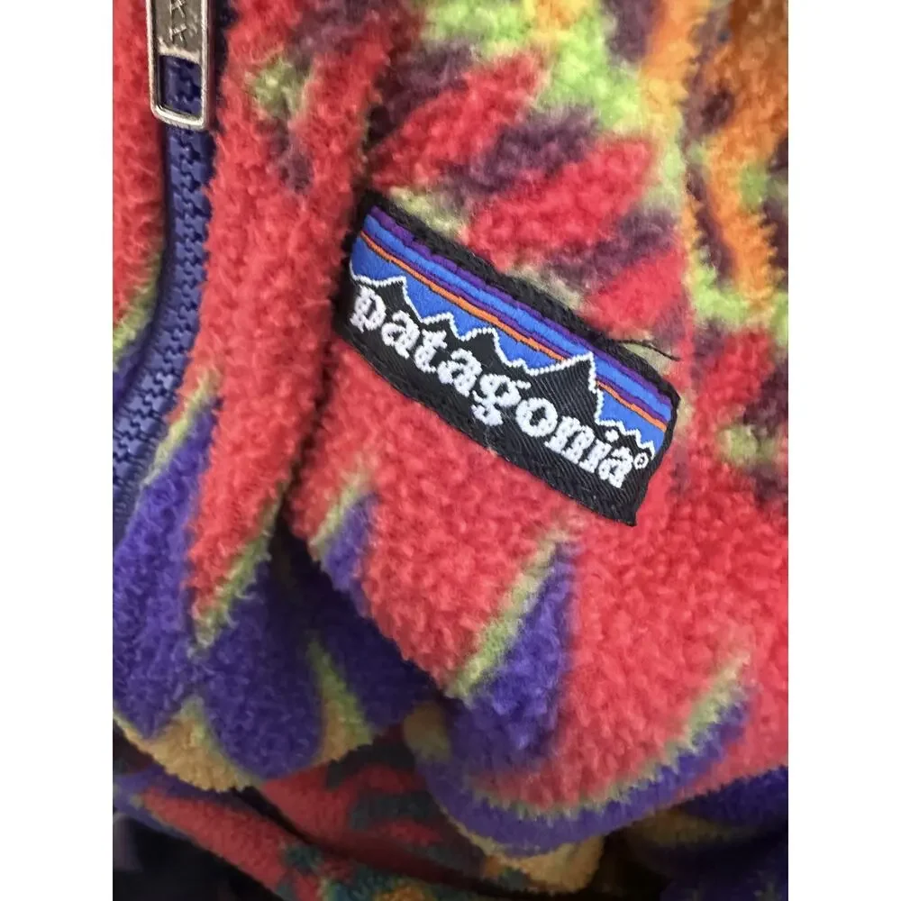 VTG Patagonia Minnehaha Laughing Waters Flame Snap Fleece Kid 12 Small Adult - Picture 14 of 16